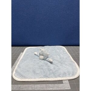 Love by Little Giraffe Blue White Plush Security Blanket/Lovey 14" X 14"